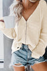 Zipper V-Neck Dropped Sleeve Hooded Solid Sweater